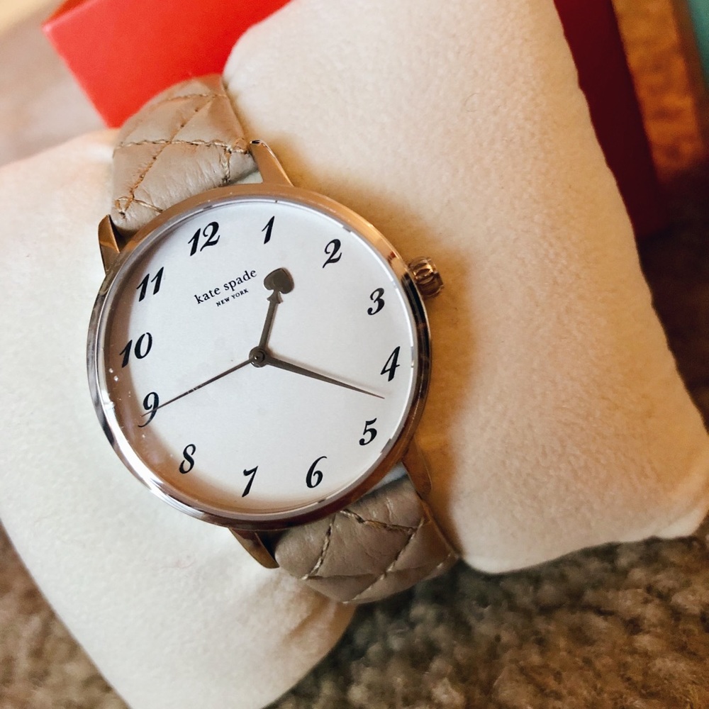 NEW IN BOX cream, quilted kate space watch